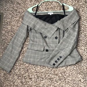 Women’s off the shoulder button down blazer